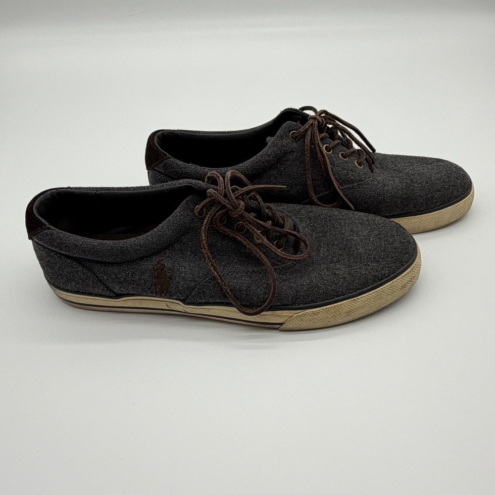 Polo Ralph Lauren Vaughn Flannel Canvas Sneakers Men's Size 13 D Gray Casual